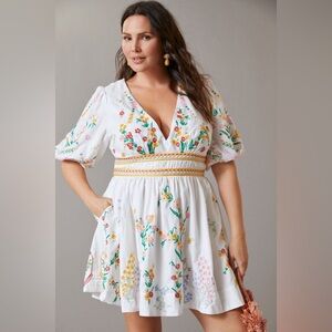 Anthropologie Floral Embroidered Dress Size 3X